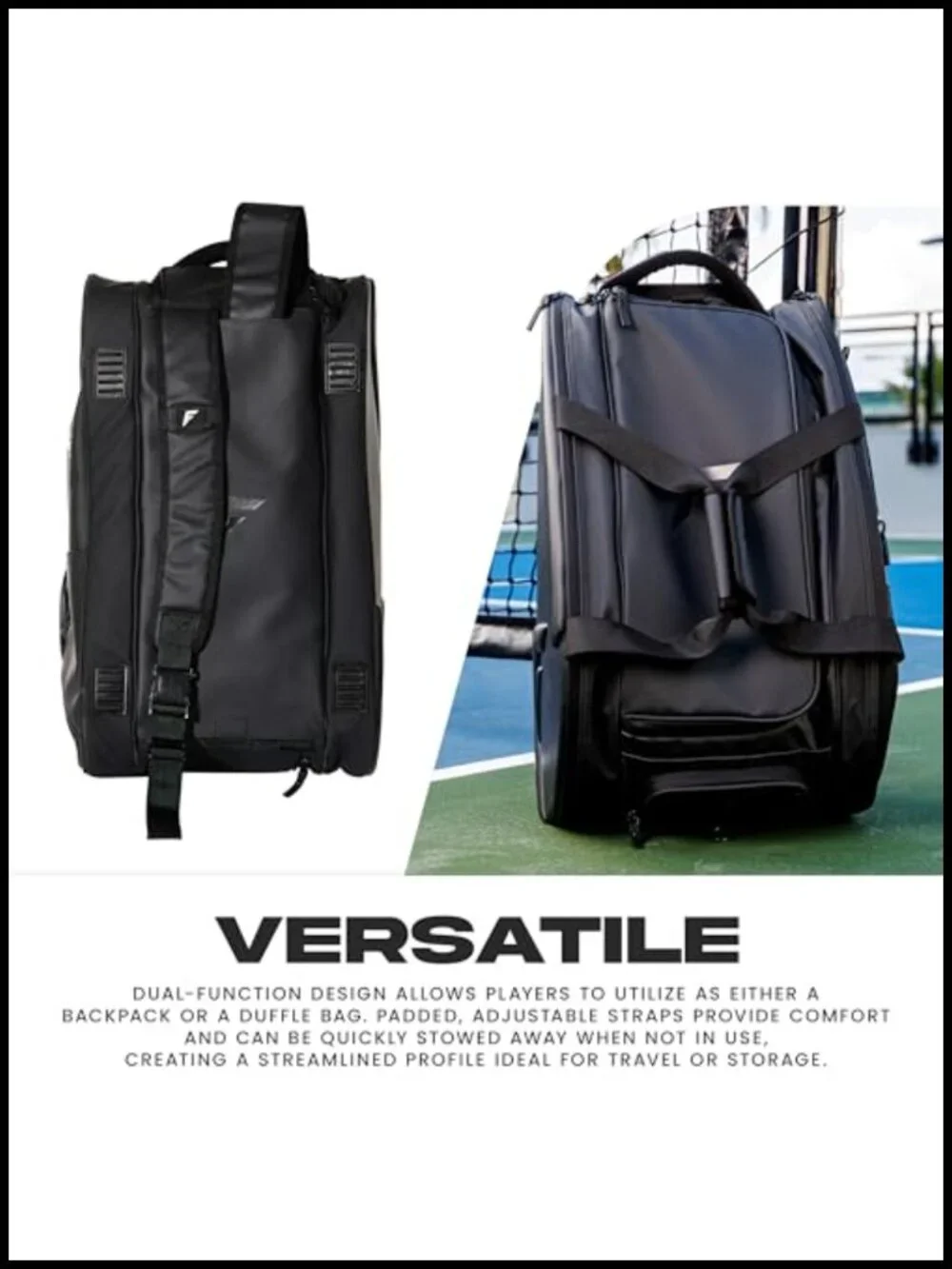 Pickleball Pro Series Backpack Duffel Bag for Paddles, Balls & Gear Storage